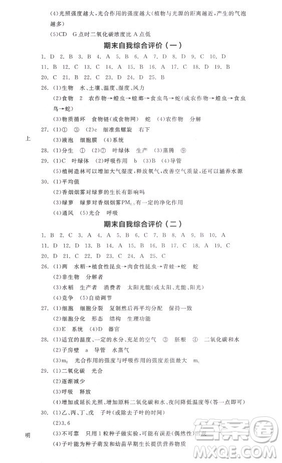 陽光出版社2021全品學(xué)練考生物七年級(jí)上冊RJ人教版答案