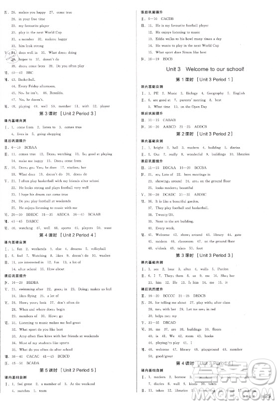 陽光出版社2021全品學(xué)練考英語七年級(jí)上冊(cè)YLNJ譯林牛津版徐州專版答案
