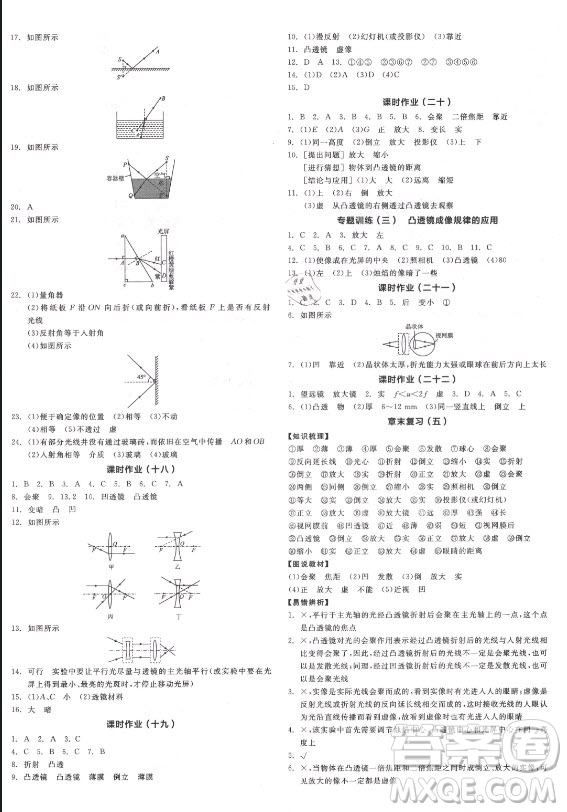 陽光出版社2021全品學(xué)練考物理八年級上冊RJ人教版答案