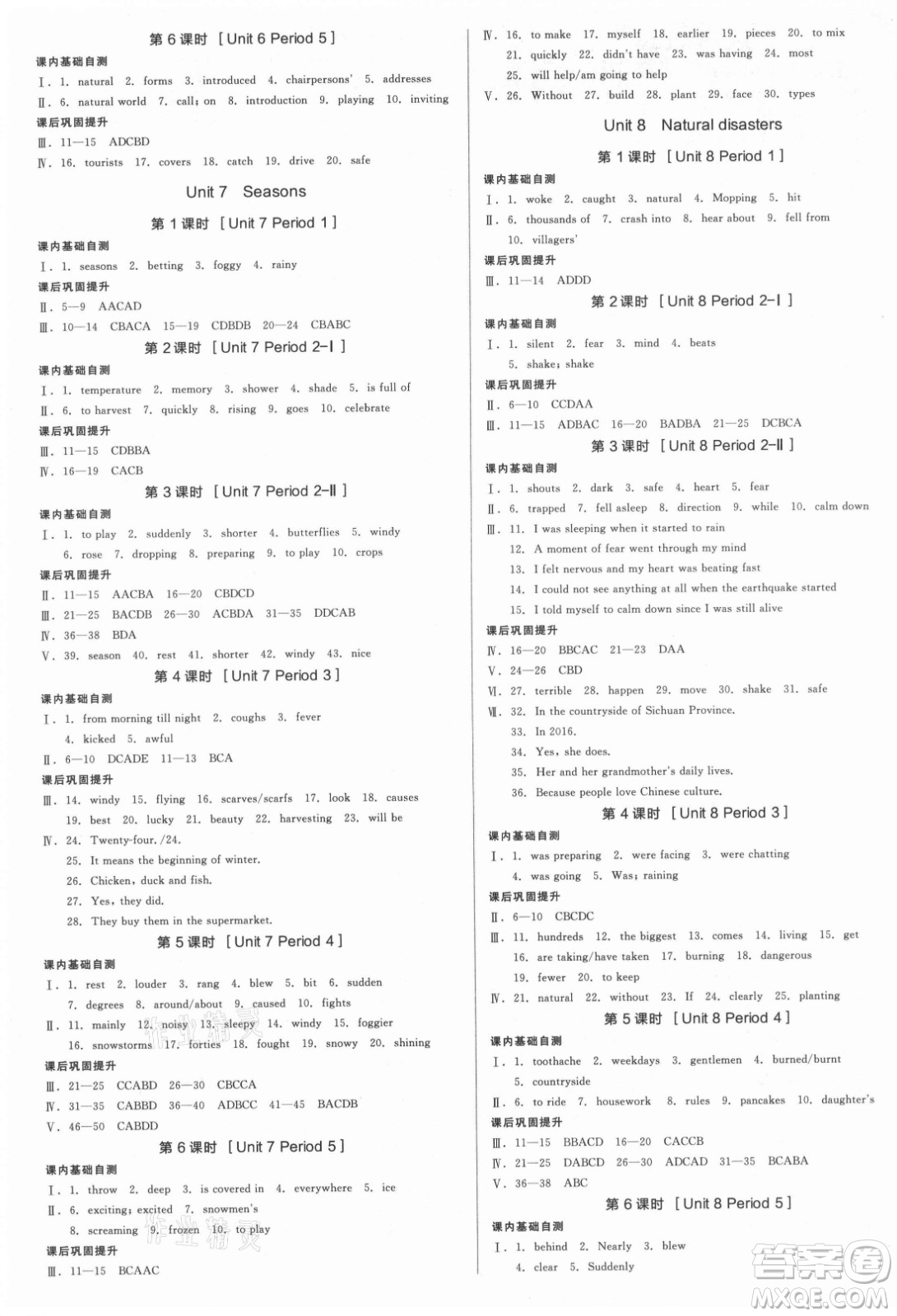陽光出版社2021全品學練考英語八年級上冊YLNJ譯林牛津版徐州專版答案