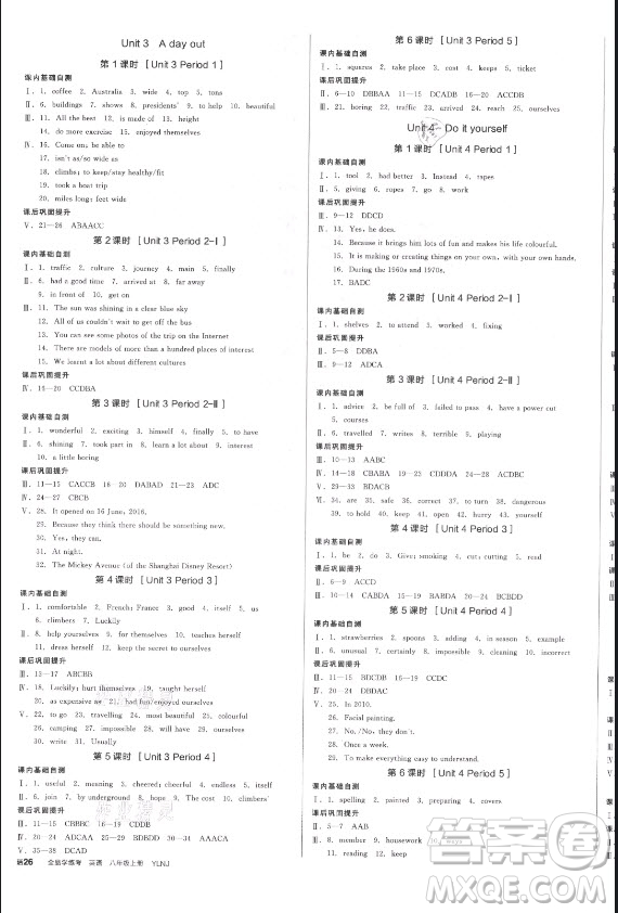 陽光出版社2021全品學練考英語八年級上冊YLNJ譯林牛津版徐州專版答案