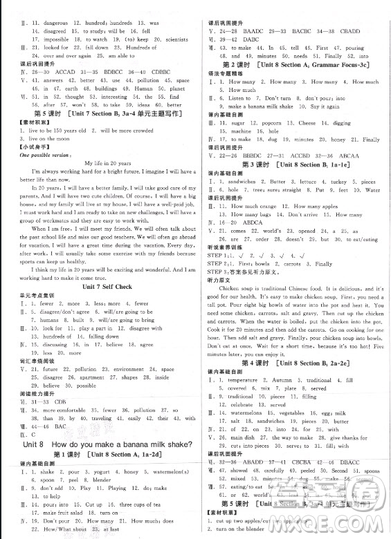 陽(yáng)光出版社2021全品學(xué)練考英語(yǔ)八年級(jí)上冊(cè)RJ人教版浙江專(zhuān)版答案