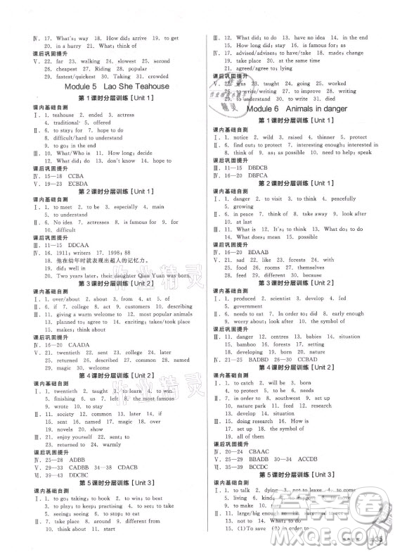 陽(yáng)光出版社2021全品學(xué)練考英語(yǔ)八年級(jí)上冊(cè)WY外研版答案