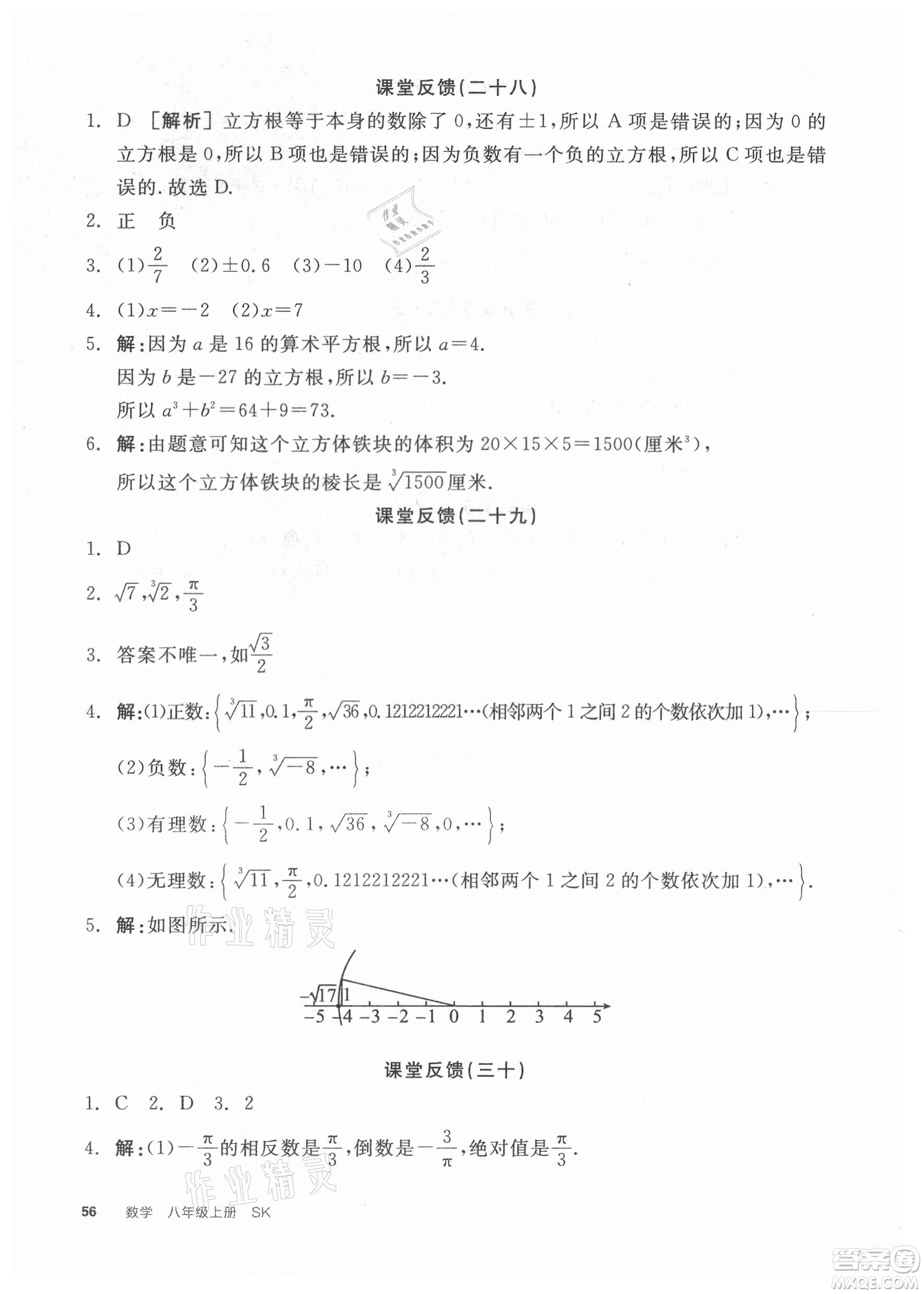 陽光出版社2021全品學練考數(shù)學八年級上冊SK蘇科版徐州專版答案