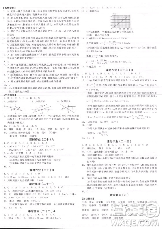 陽光出版社2021全品學(xué)練考物理八年級上冊SK蘇科版答案