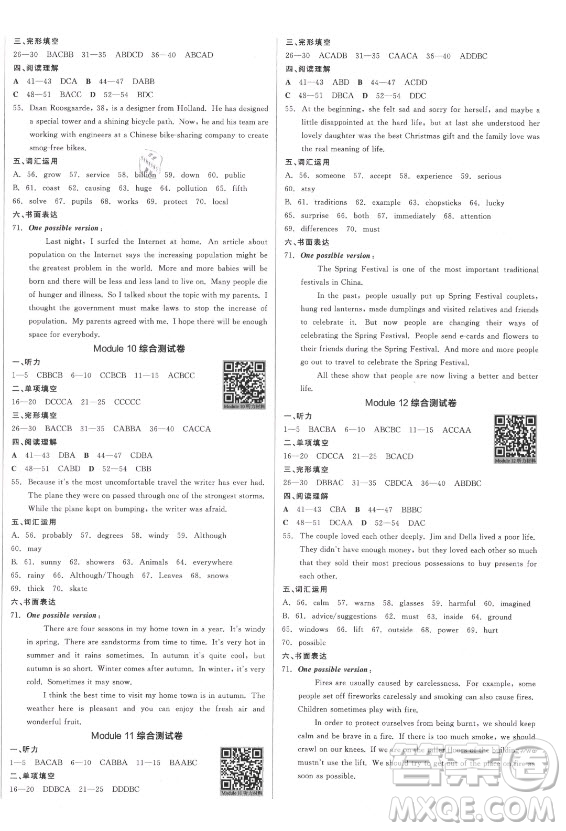 河北科學(xué)技術(shù)出版社2021全品學(xué)練考英語(yǔ)八年級(jí)上冊(cè)WY外研版浙江專(zhuān)版答案