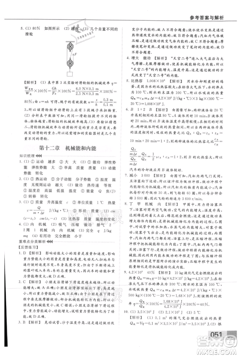 云南美術(shù)出版社2021秋季亮點(diǎn)給力提優(yōu)課時(shí)作業(yè)本九年級(jí)上冊(cè)物理通用版參考答案