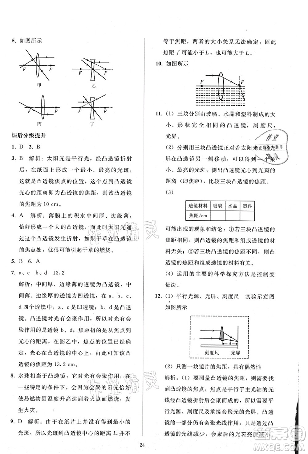 人民教育出版社2021同步輕松練習八年級物理上冊人教版答案