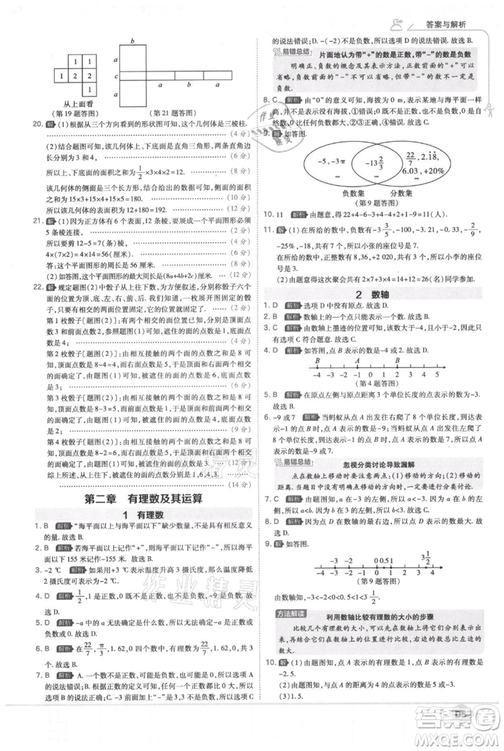 開(kāi)明出版社2021少年班初中數(shù)學(xué)七年級(jí)上冊(cè)北師大版參考答案