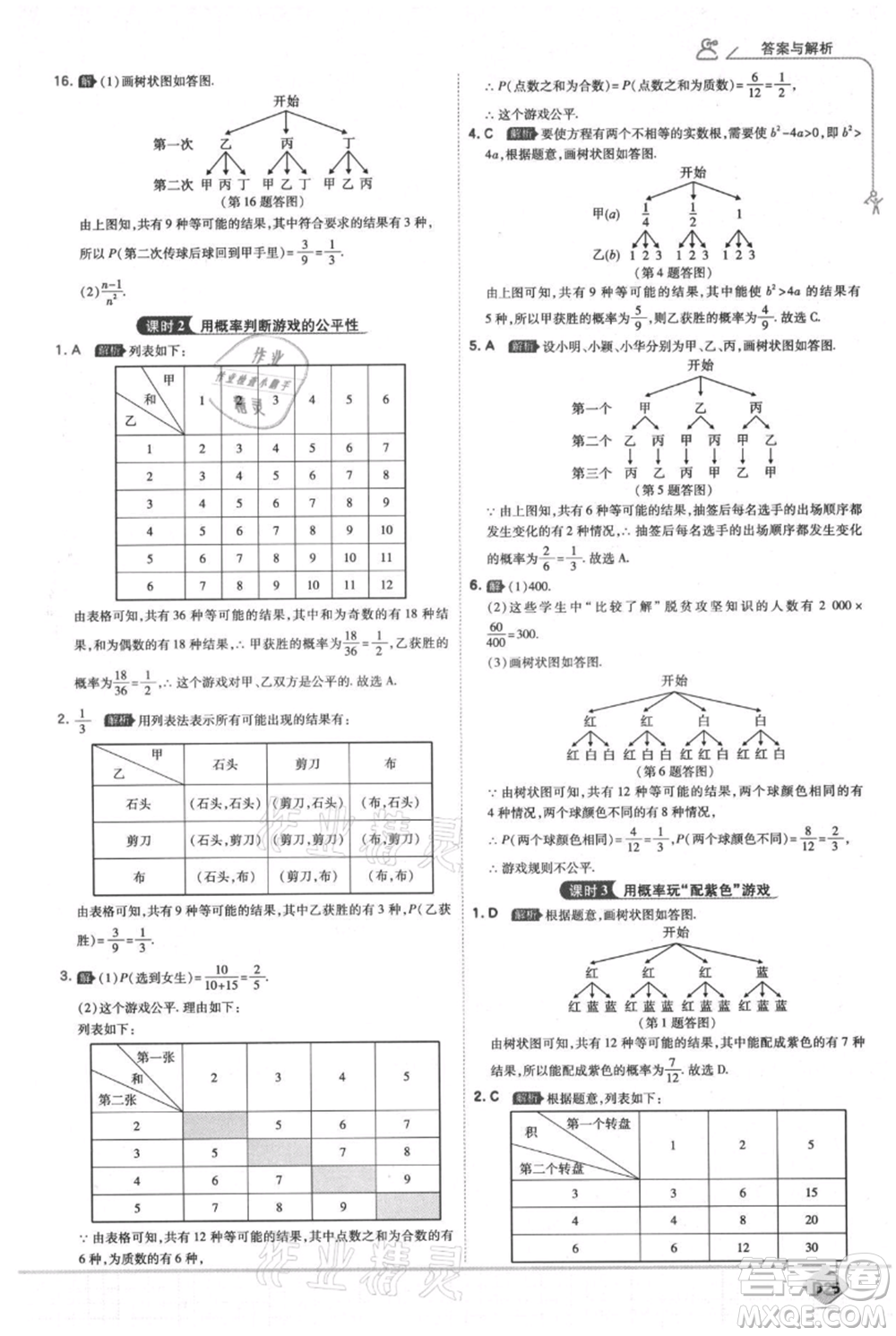 開(kāi)明出版社2021少年班初中數(shù)學(xué)九年級(jí)上冊(cè)北師大版參考答案