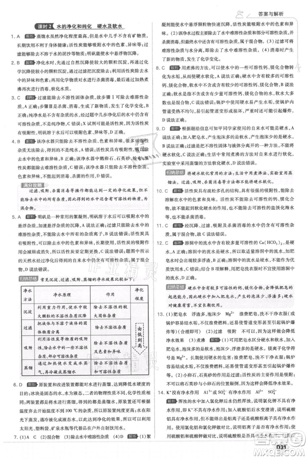 開(kāi)明出版社2021少年班初中化學(xué)九年級(jí)上冊(cè)科粵版參考答案