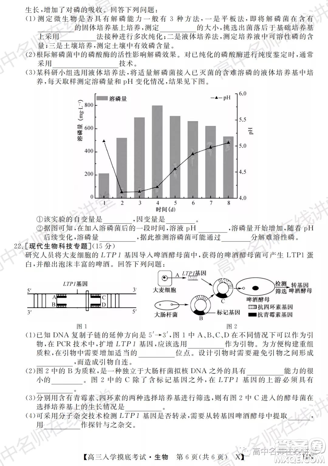 天壹名校聯(lián)盟2022屆高三入學(xué)摸底考試生物試題及答案