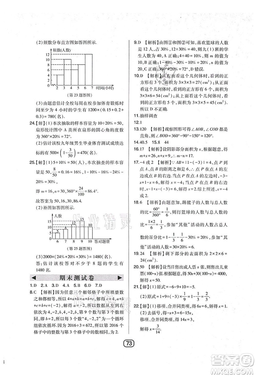 東北師范大學(xué)出版社2021北大綠卡課時同步講練七年級數(shù)學(xué)上冊北師大版答案