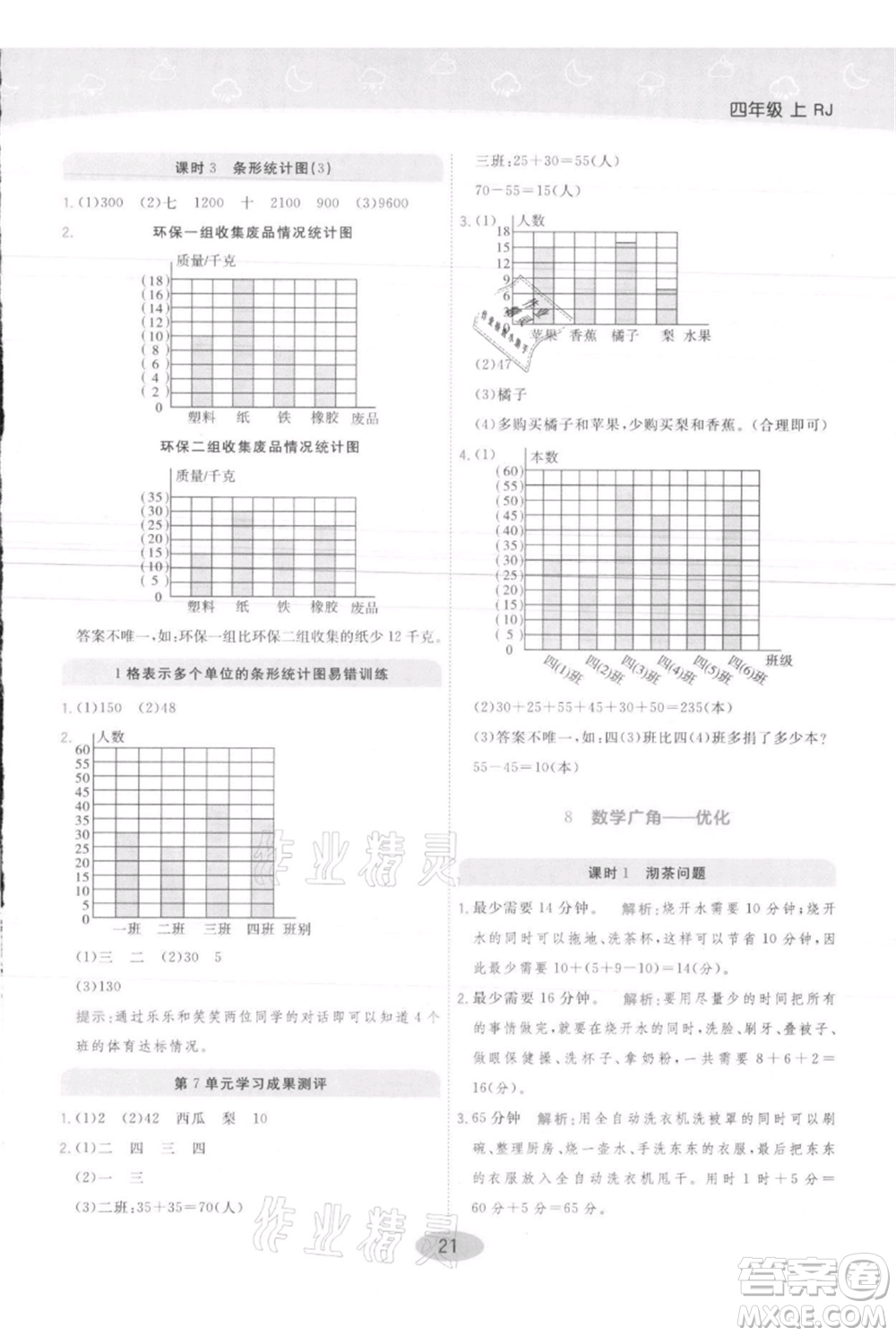 陜西師范大學(xué)出版總社有限公司2021黃岡同步練一日一練四年級(jí)上冊(cè)數(shù)學(xué)人教版參考答案