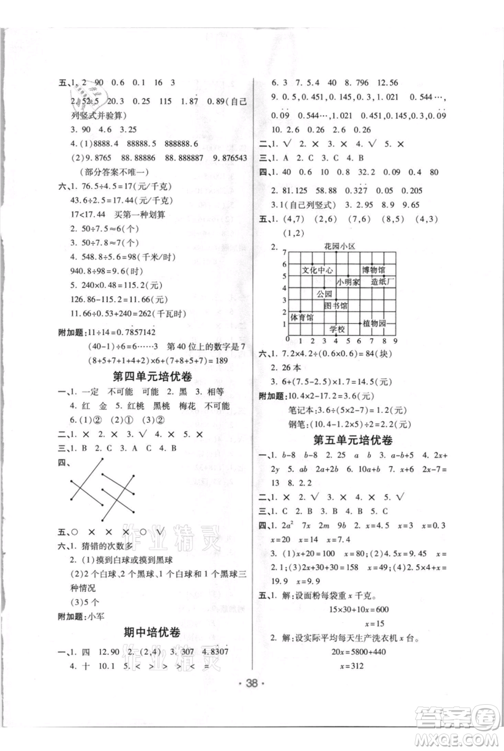 陜西師范大學出版總社有限公司2021黃岡同步練一日一練五年級上冊數(shù)學人教版參考答案