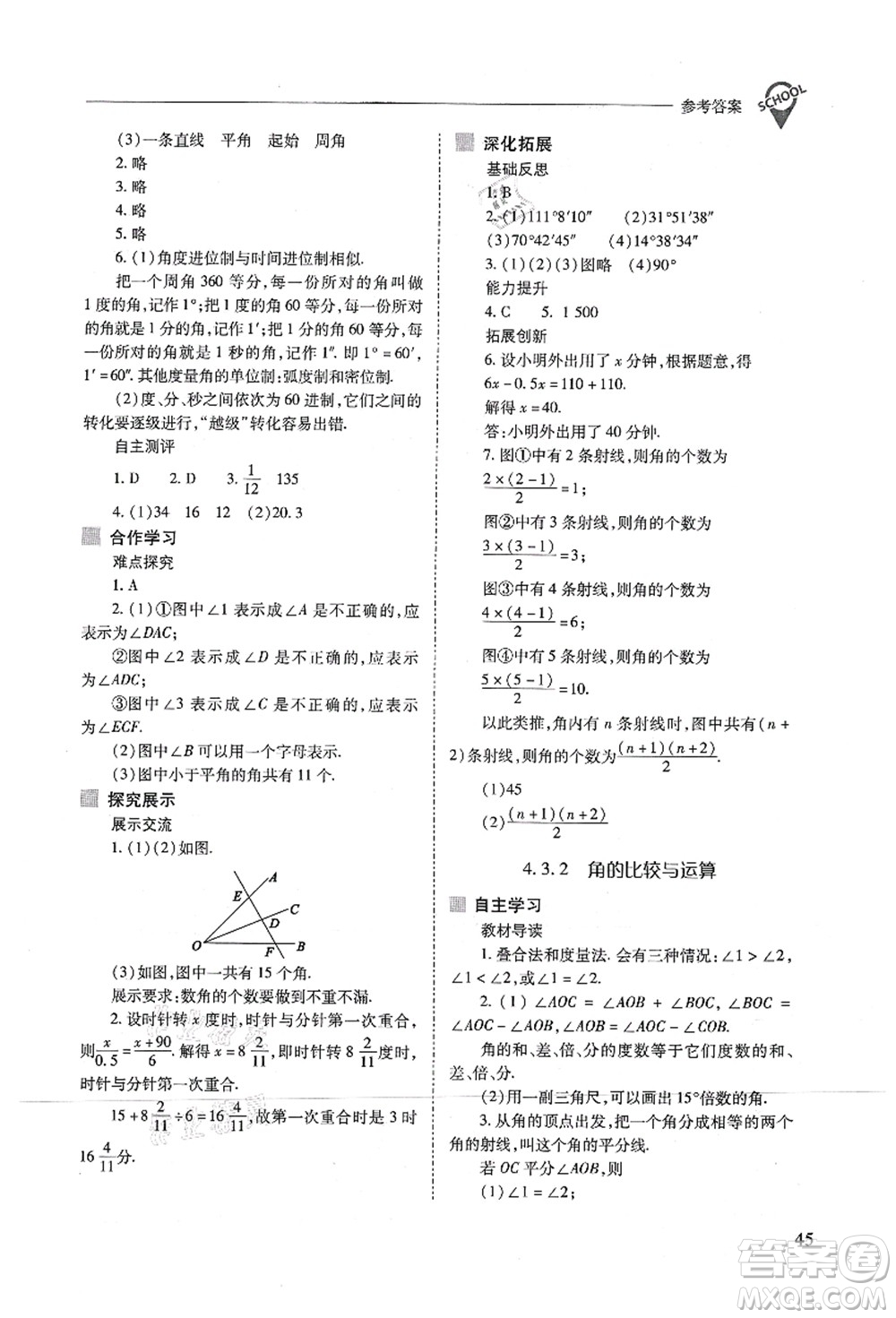 山西教育出版社2021新課程問(wèn)題解決導(dǎo)學(xué)方案七年級(jí)數(shù)學(xué)上冊(cè)人教版答案