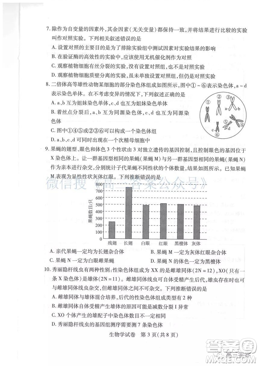 2021-2022學年度武漢市部分學校高三起點質量檢測生物試卷及答案