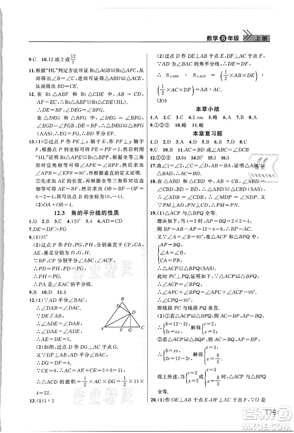 武漢出版社2021智慧學(xué)習(xí)天天向上課堂作業(yè)八年級數(shù)學(xué)上冊人教版答案