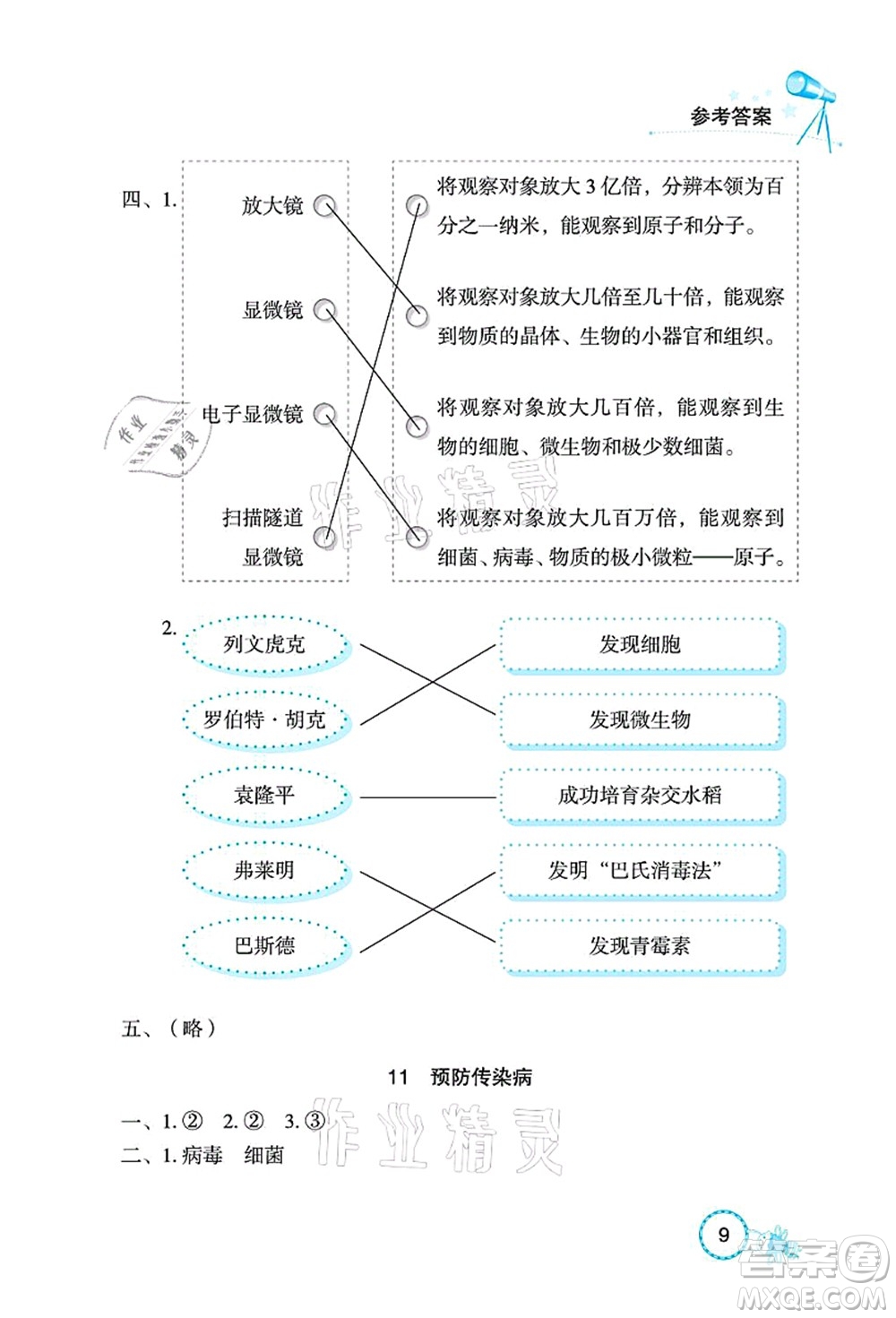 湖北教育出版社2021長江作業(yè)本課堂作業(yè)五年級科學上冊人教鄂教版答案