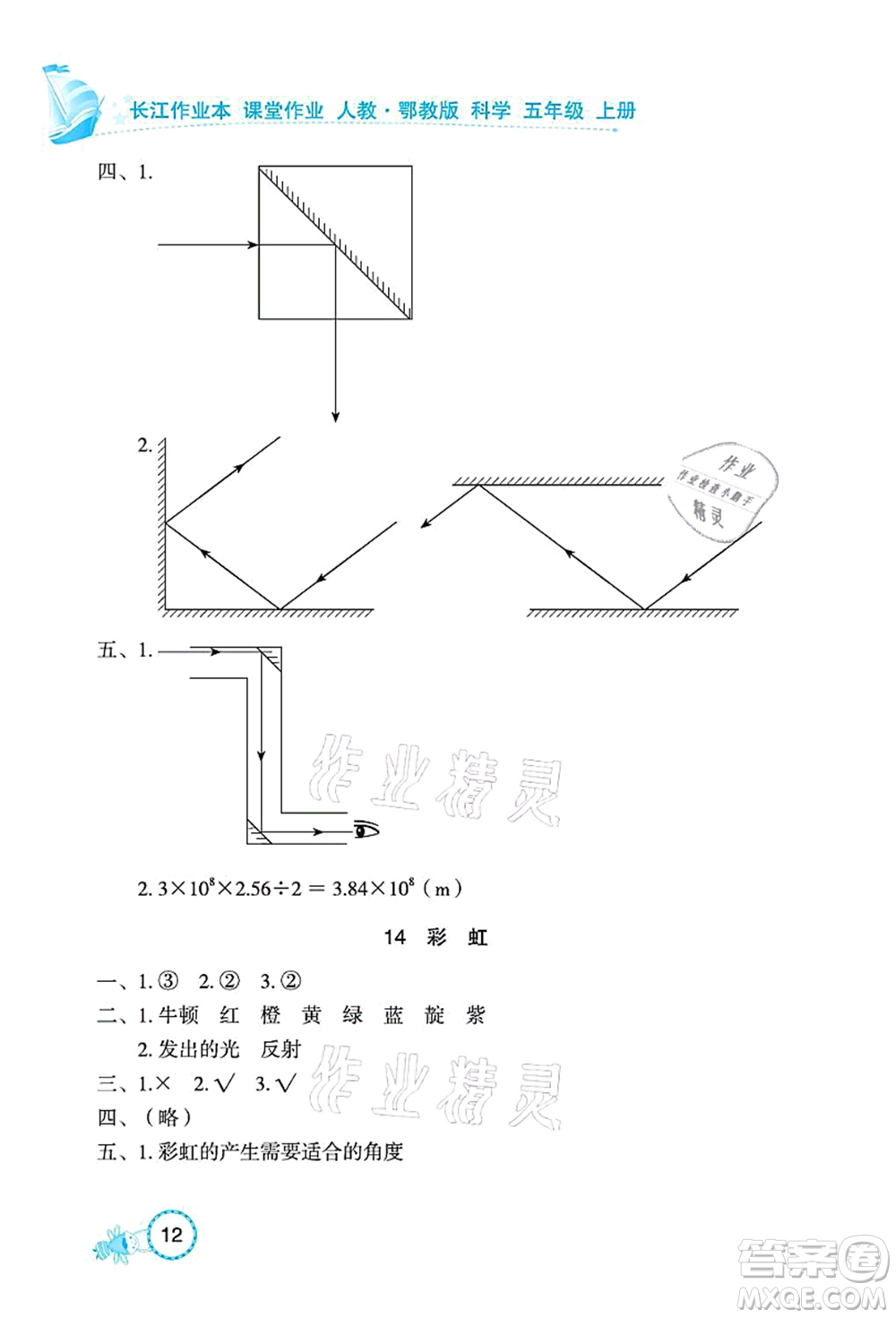 湖北教育出版社2021長江作業(yè)本課堂作業(yè)五年級科學上冊人教鄂教版答案