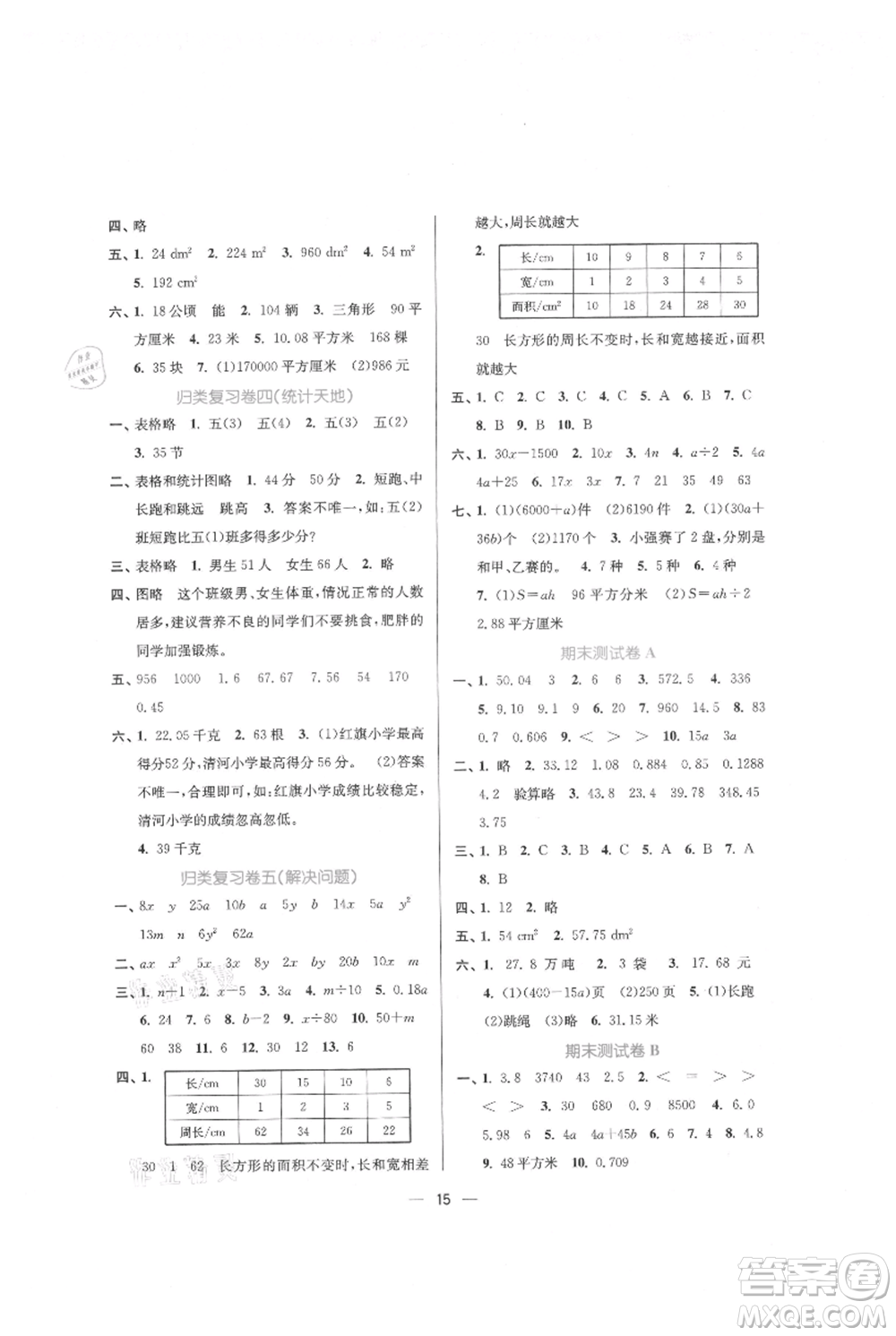 江蘇鳳凰美術出版社2021課時金練五年級上冊數(shù)學江蘇版參考答案