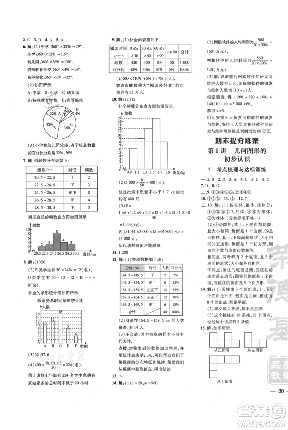 安徽教育出版社2021點(diǎn)撥訓(xùn)練課時(shí)作業(yè)本七年級上冊數(shù)學(xué)北師大版參考答案