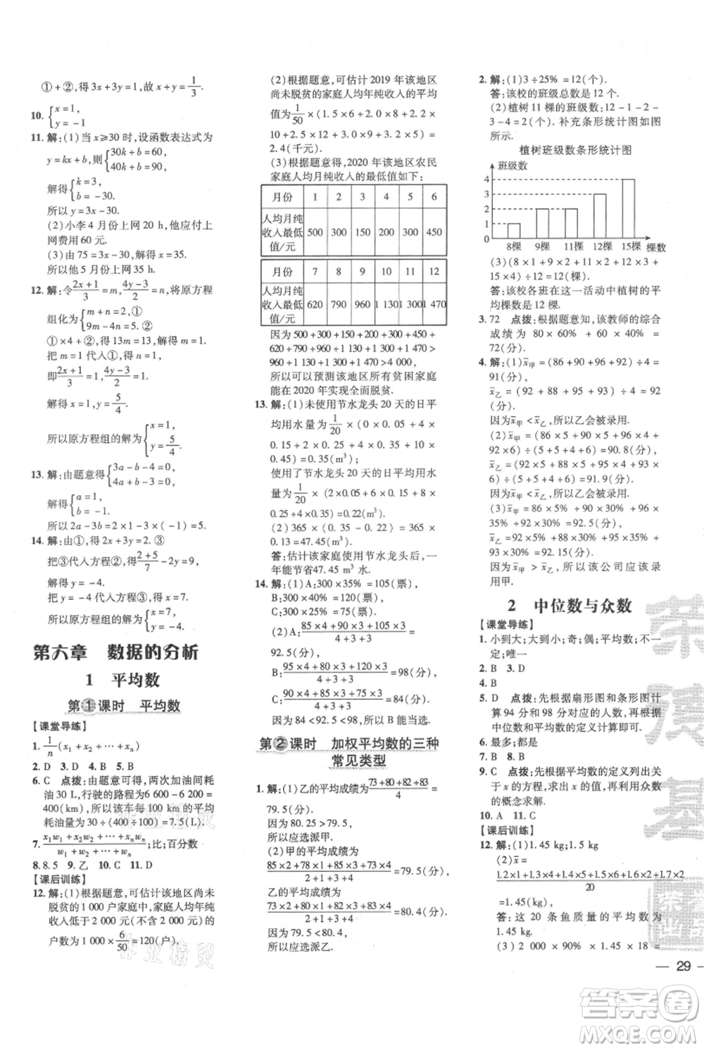 安徽教育出版社2021點撥訓練課時作業(yè)本八年級上冊數(shù)學北師大版參考答案