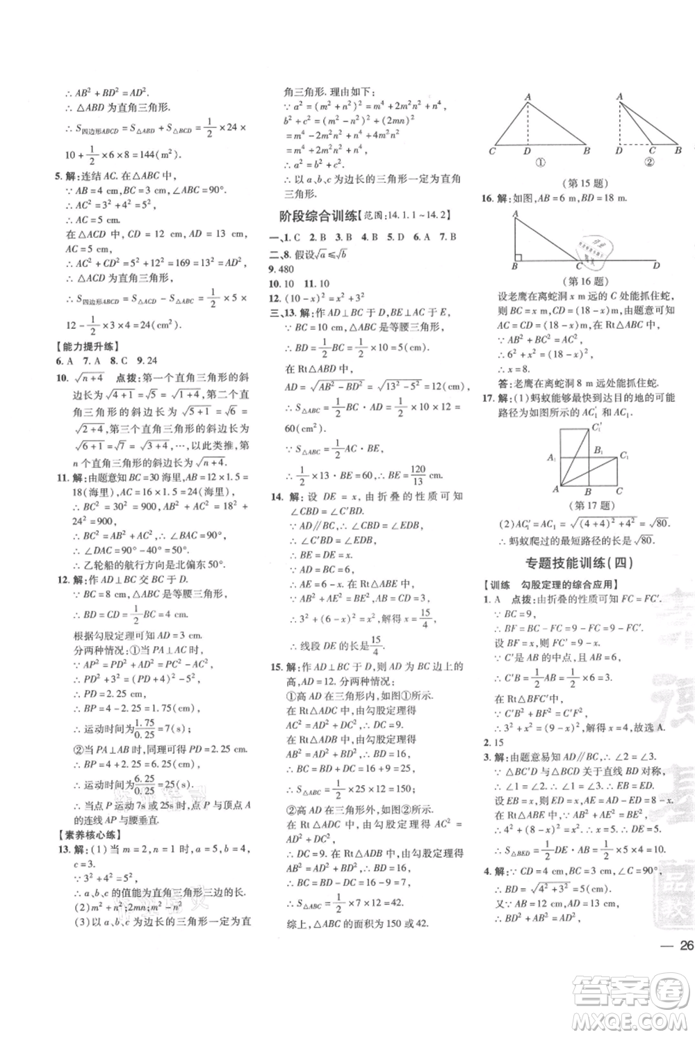 吉林教育出版社2021點(diǎn)撥訓(xùn)練課時(shí)作業(yè)本八年級(jí)上冊數(shù)學(xué)華師大版參考答案