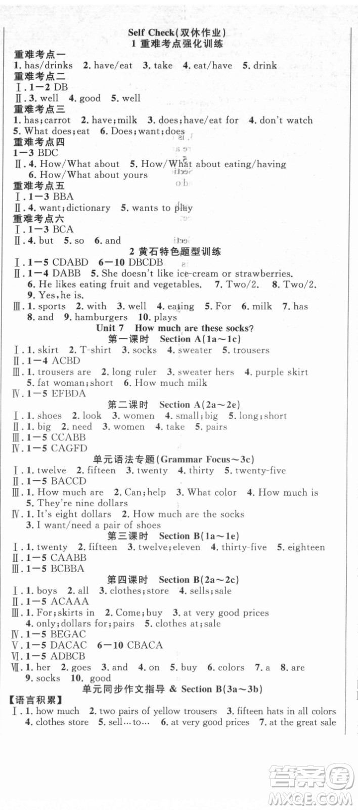 新世紀(jì)出版社2021課時(shí)奪冠英語(yǔ)七年級(jí)上冊(cè)R人教版黃石專(zhuān)版答案