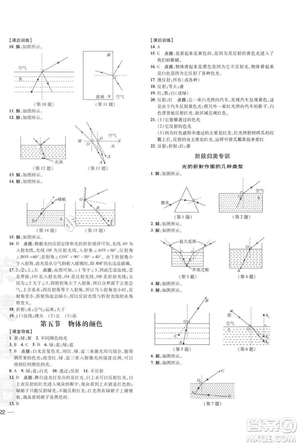 安徽教育出版社2021點撥訓練課時作業(yè)本八年級上冊物理北師大版參考答案