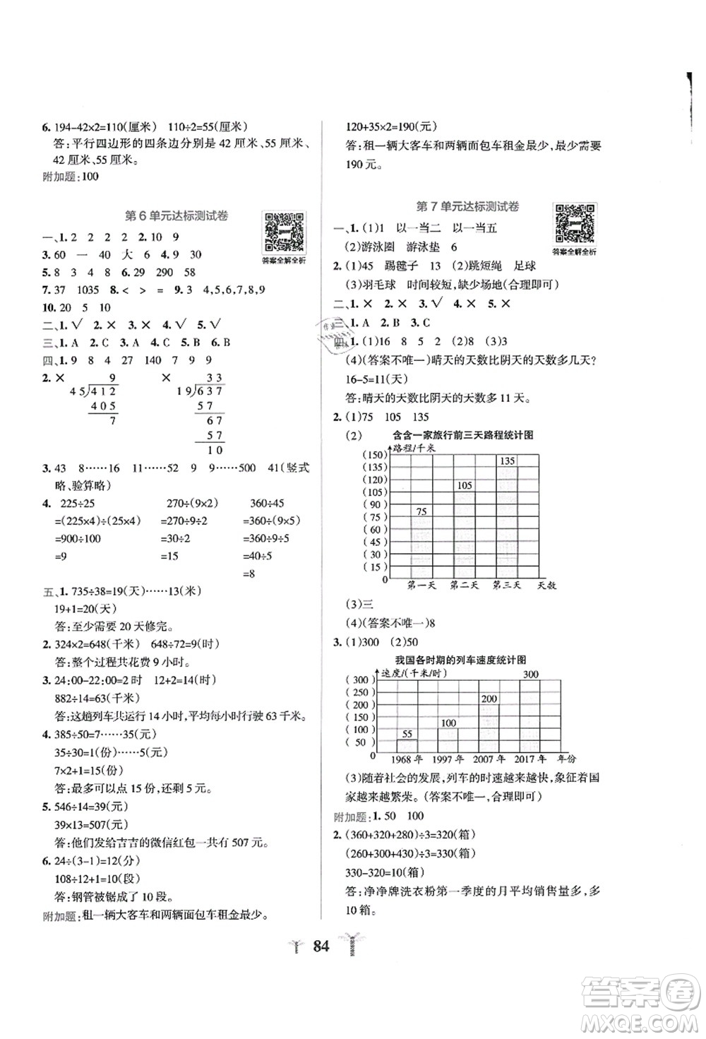 陜西師范大學(xué)出版總社有限公司2021小學(xué)學(xué)霸沖A卷四年級(jí)數(shù)學(xué)上冊(cè)RJ人教版答案