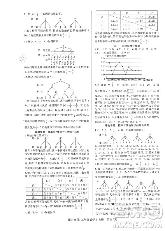 新世紀(jì)出版社2021課時(shí)奪冠數(shù)學(xué)九年級(jí)上冊(cè)R人教版答案