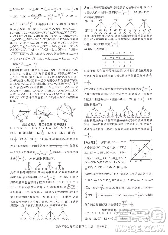 新世紀(jì)出版社2021課時(shí)奪冠數(shù)學(xué)九年級(jí)上冊(cè)R人教版答案