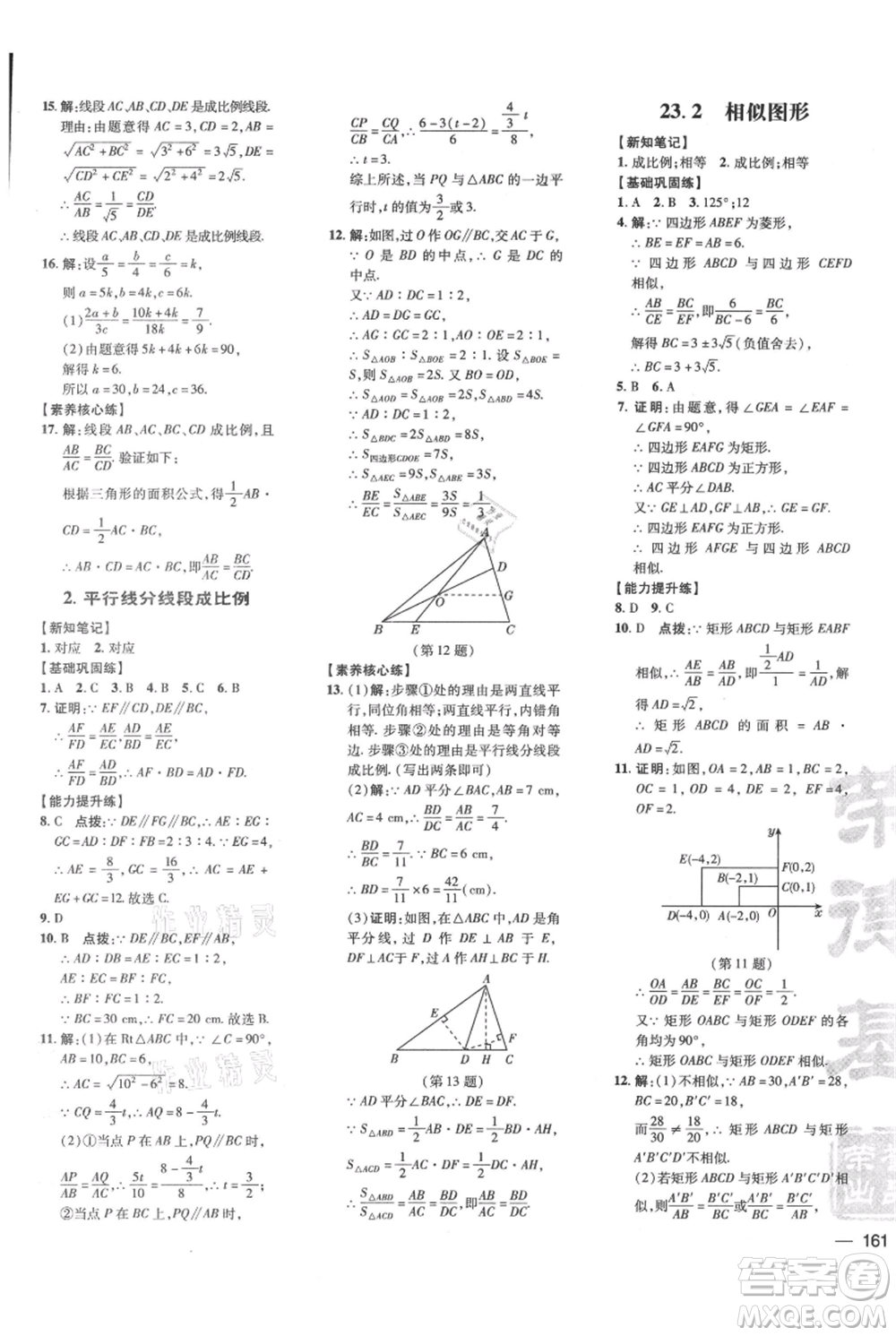 吉林教育出版社2021點(diǎn)撥訓(xùn)練課時(shí)作業(yè)本九年級上冊數(shù)學(xué)華師大版參考答案