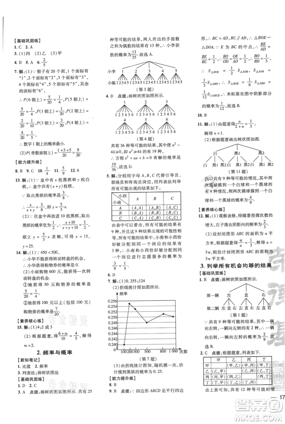 吉林教育出版社2021點(diǎn)撥訓(xùn)練課時(shí)作業(yè)本九年級上冊數(shù)學(xué)華師大版參考答案