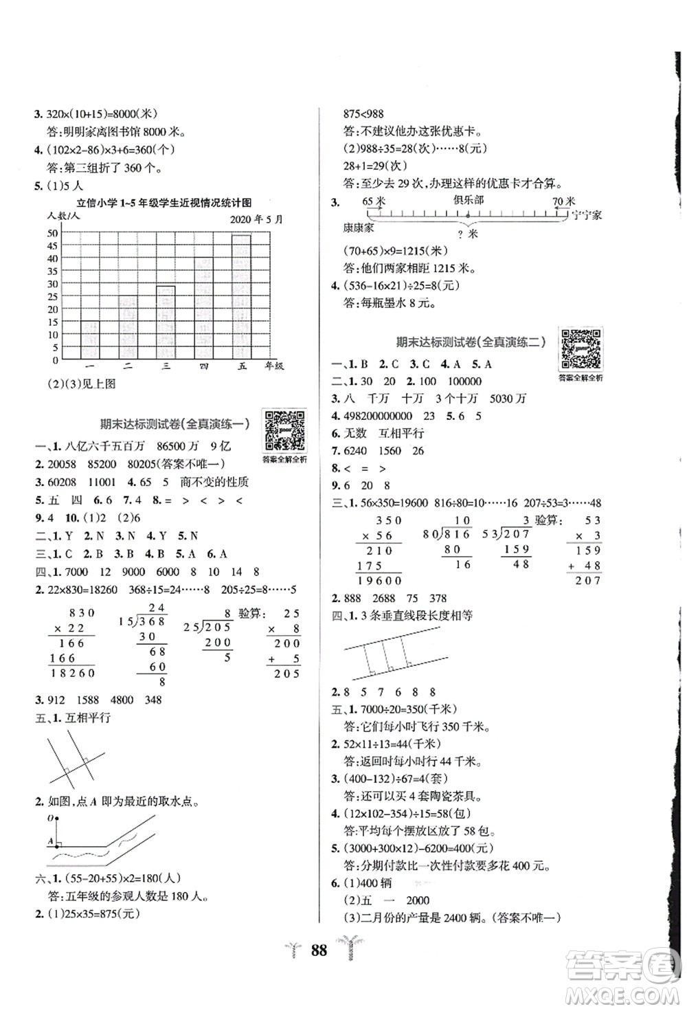 陜西師范大學(xué)出版總社有限公司2021小學(xué)學(xué)霸沖A卷四年級(jí)數(shù)學(xué)上冊QD青島版答案