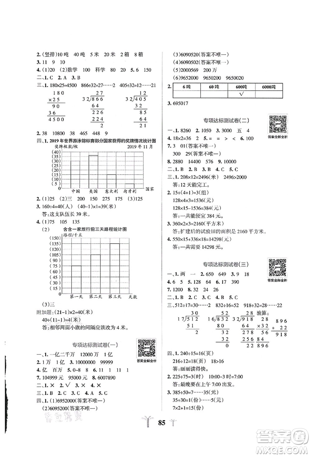 陜西師范大學(xué)出版總社有限公司2021小學(xué)學(xué)霸沖A卷四年級(jí)數(shù)學(xué)上冊QD青島版答案