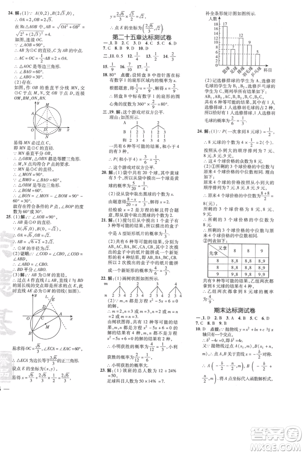 吉林教育出版社2021點(diǎn)撥訓(xùn)練課時(shí)作業(yè)本九年級(jí)上冊(cè)數(shù)學(xué)人教版參考答案
