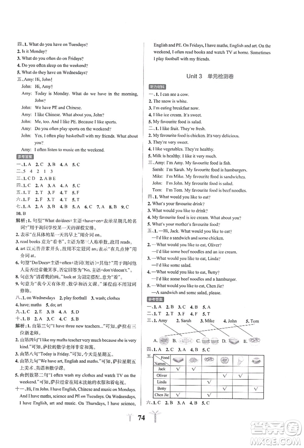 陜西師范大學(xué)出版總社有限公司2021小學(xué)學(xué)霸沖A卷五年級英語上冊RJ人教版答案