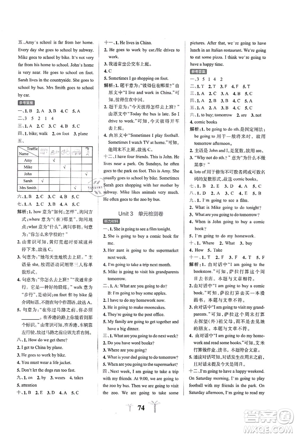 陜西師范大學(xué)出版總社有限公司2021小學(xué)學(xué)霸沖A卷六年級英語上冊RJ人教版答案