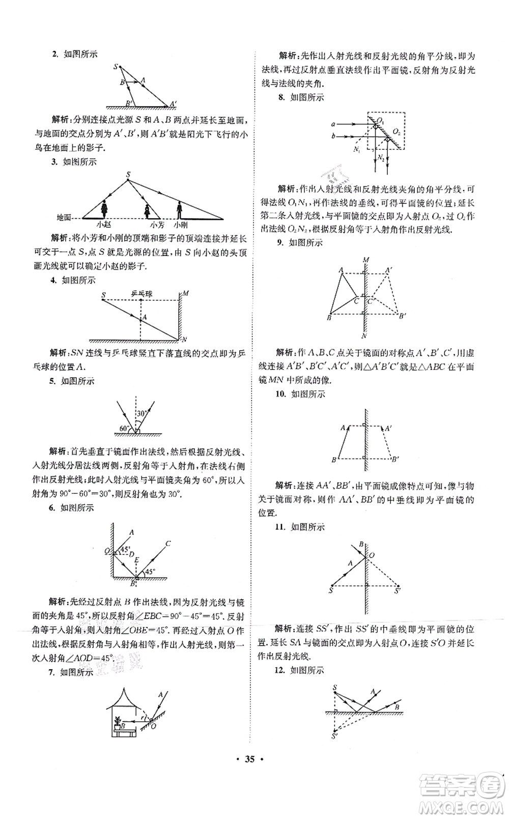 江蘇鳳凰科學(xué)技術(shù)出版社2021小題狂做提優(yōu)版八年級物理上冊蘇科版答案