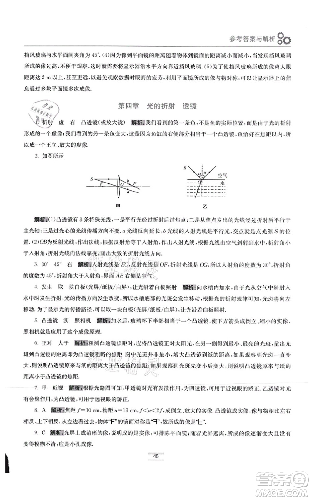 江蘇鳳凰科學(xué)技術(shù)出版社2021小題狂做提優(yōu)版八年級物理上冊蘇科版答案