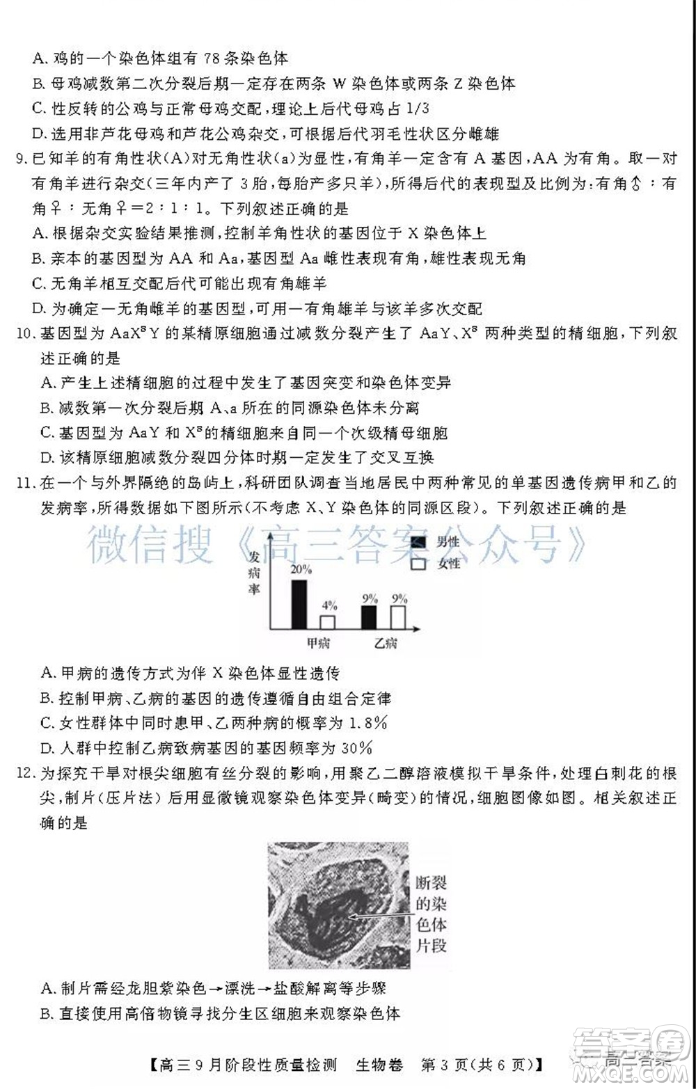 廣東省普通高中2022屆高三9月階段性質量檢測生物試題及答案