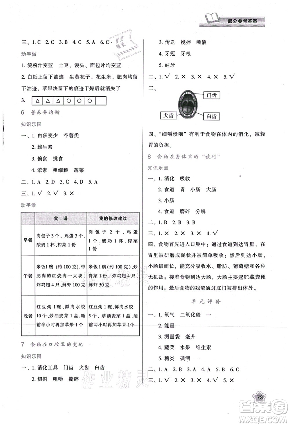 陜西人民教育出版社2021新課程學(xué)習(xí)與評(píng)價(jià)四年級(jí)科學(xué)上冊(cè)K版教科版答案