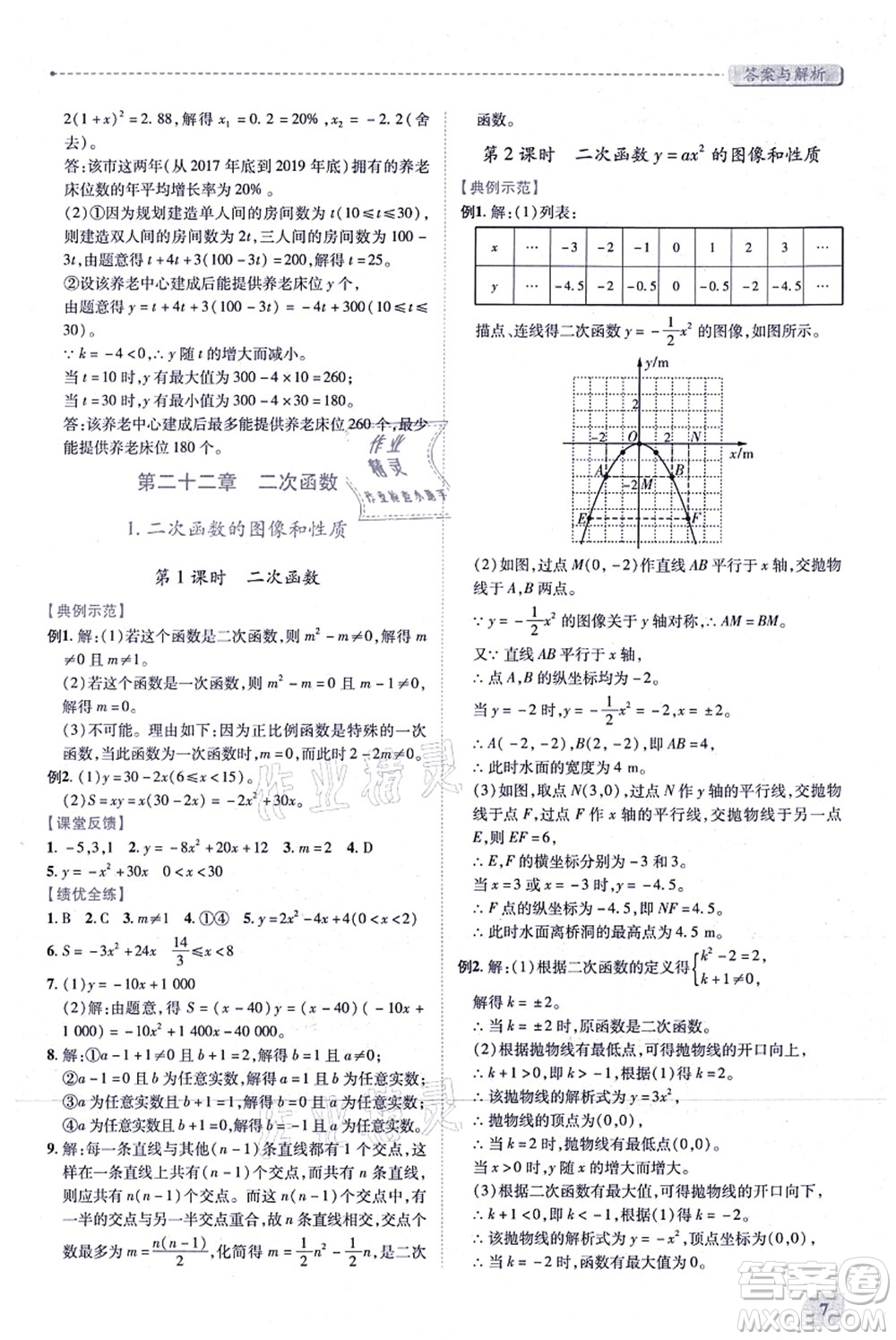 人民教育出版社2021績優(yōu)學(xué)案九年級(jí)數(shù)學(xué)上冊人教版答案