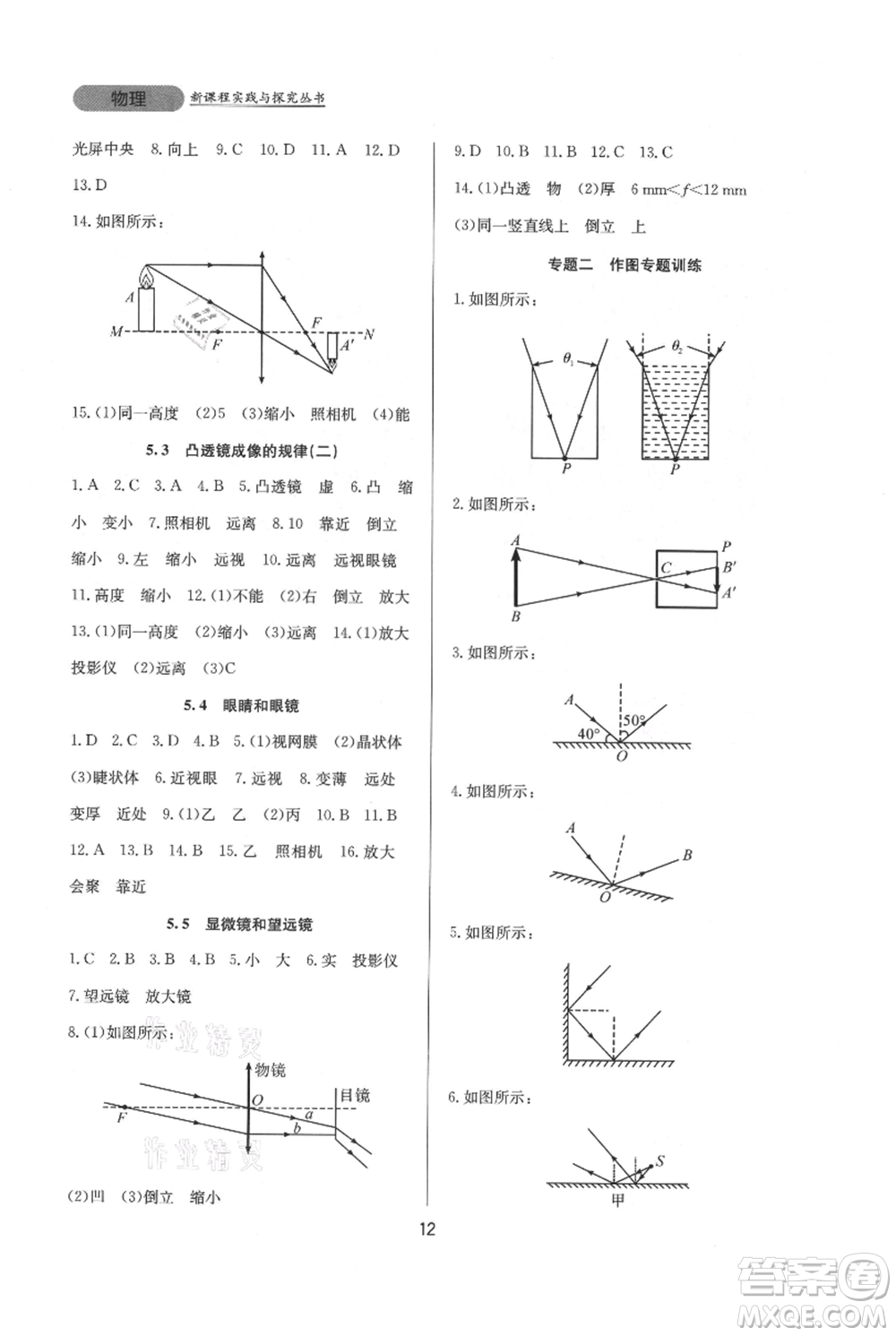四川教育出版社2021新課程實(shí)踐與探究叢書(shū)八年級(jí)上冊(cè)物理人教版參考答案