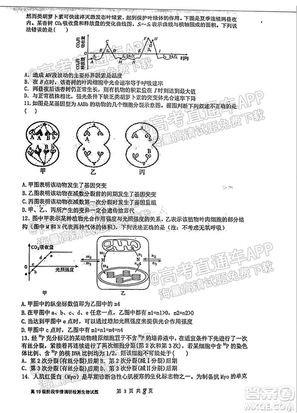臨沂高19級階段學情調研生物試卷及答案