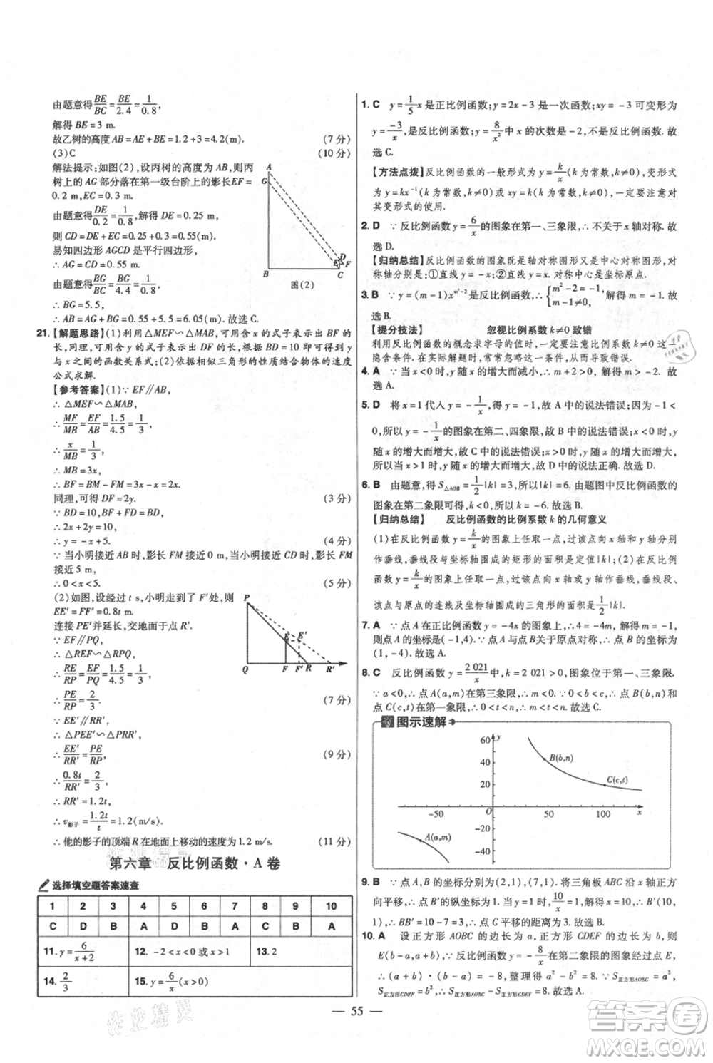 延邊教育出版社2021金考卷活頁(yè)題選初中同步單元雙測(cè)卷九年級(jí)上冊(cè)數(shù)學(xué)北師版參考答案