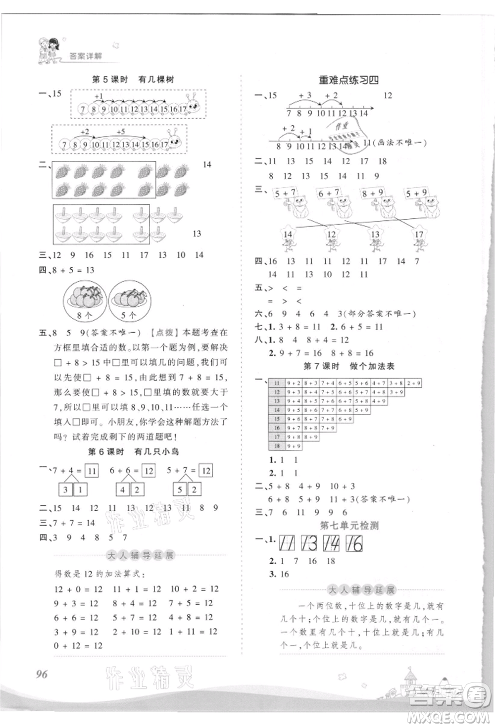 江西人民出版社2021王朝霞創(chuàng)維新課堂同步優(yōu)化訓練一年級上冊數(shù)學北師大版參考答案