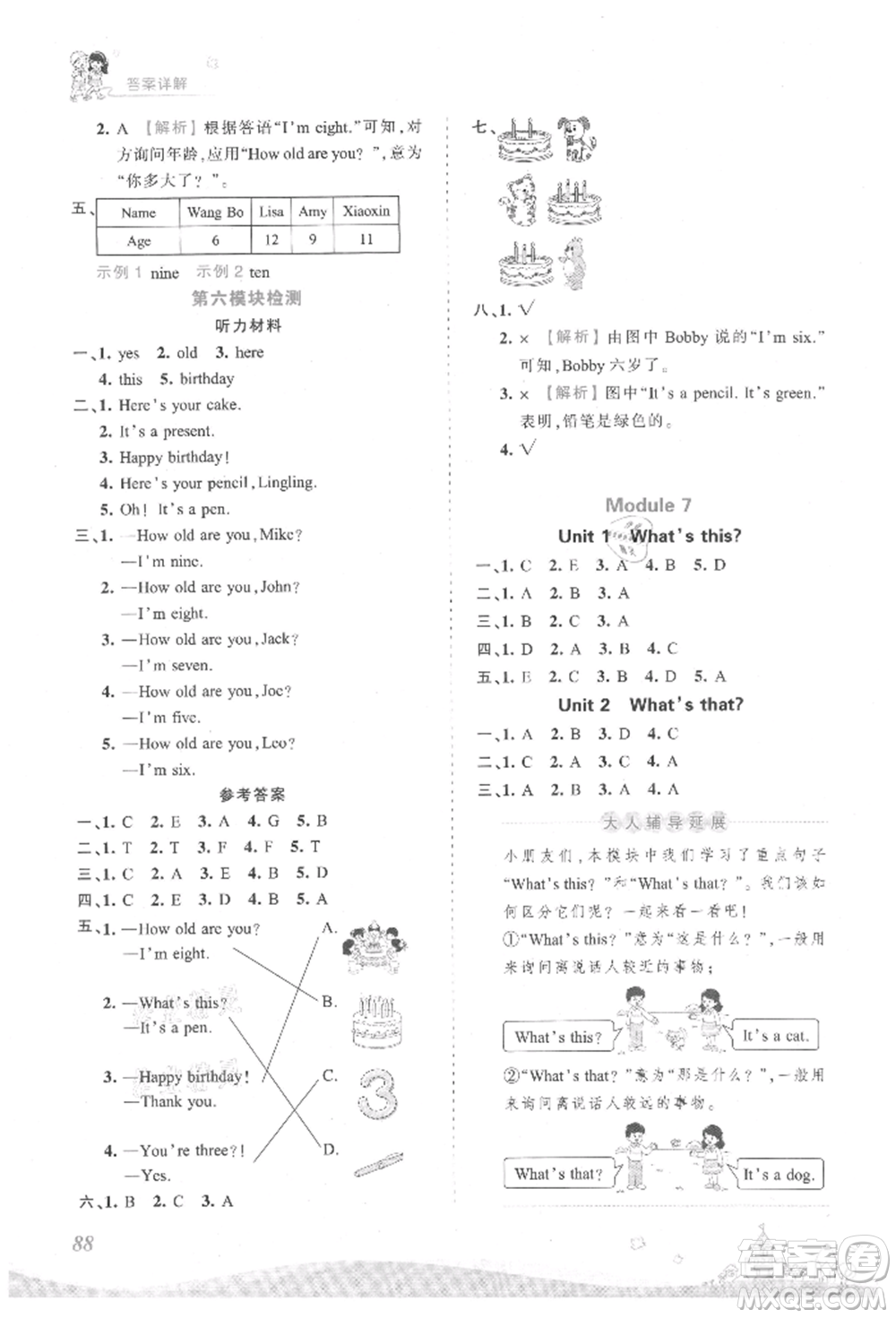 江西人民出版社2021王朝霞創(chuàng)維新課堂同步優(yōu)化訓(xùn)練三年級(jí)上冊(cè)英語(yǔ)外研版參考答案